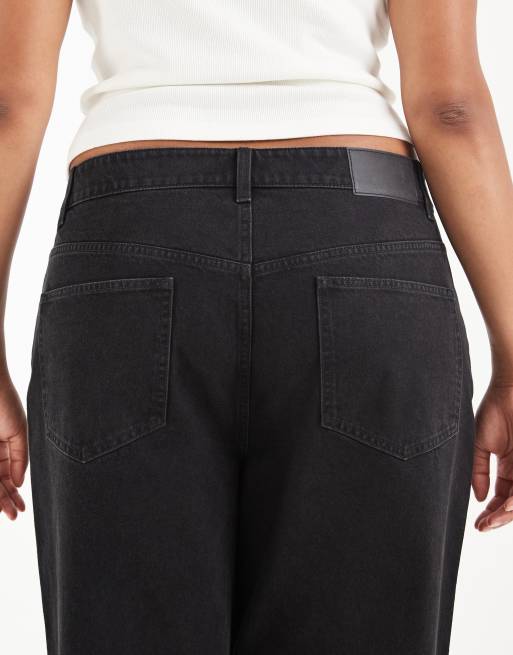 ASOS DESIGN Curve jeans dritti a gamba larga neri, 5 di 5