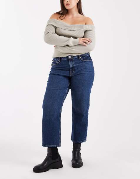 ASOS DESIGN Curve - Jeans dritti comfort stretch nero slavato - view 1