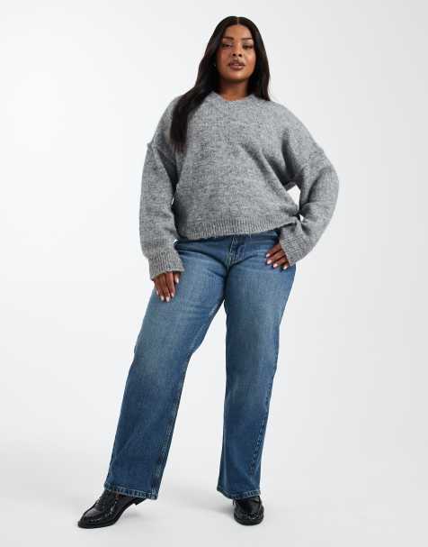 ASOS DESIGN Curve - Jeans dritti elasticizzati comfort lavaggio vintage - view 1