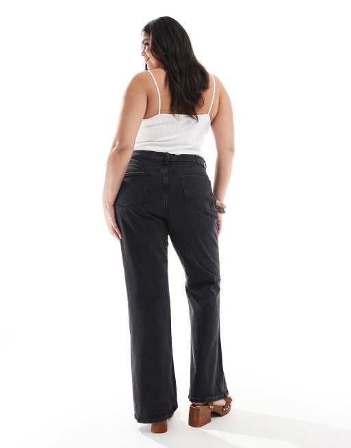 ASOS DESIGN Curve - Jeans i forvasket sort med mellemhøj talje og svaj, 2 af 5