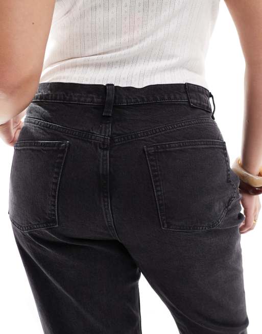 ASOS DESIGN Curve - Jeans i forvasket sort med mellemhøj talje og svaj, 4 af 5