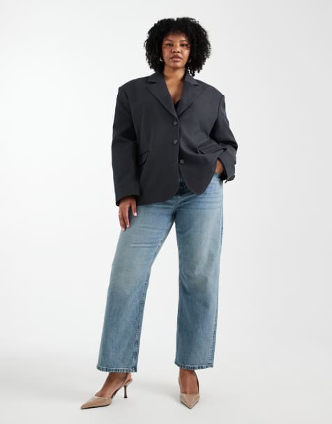 ASOS DESIGN Curve - Jeans med lige ben i komfortabelt stretch-denim i vintage-vask - view 1