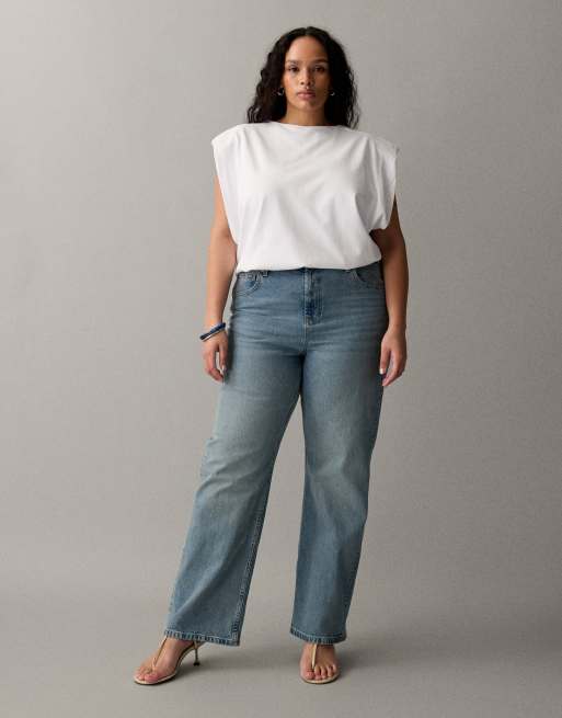 ASOS DESIGN Curve - Jeans med lige ben i komfortabelt stretch-denim i vintage-vask, 1 af 7