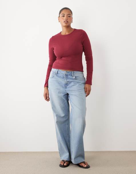 ASOS DESIGN Curve jeans med lige, brede ben i lys blå vask - view 1