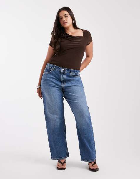 ASOS DESIGN Curve - Jeans met rechte pijpen en comfort stretch in authentiek middenblauw - view 1