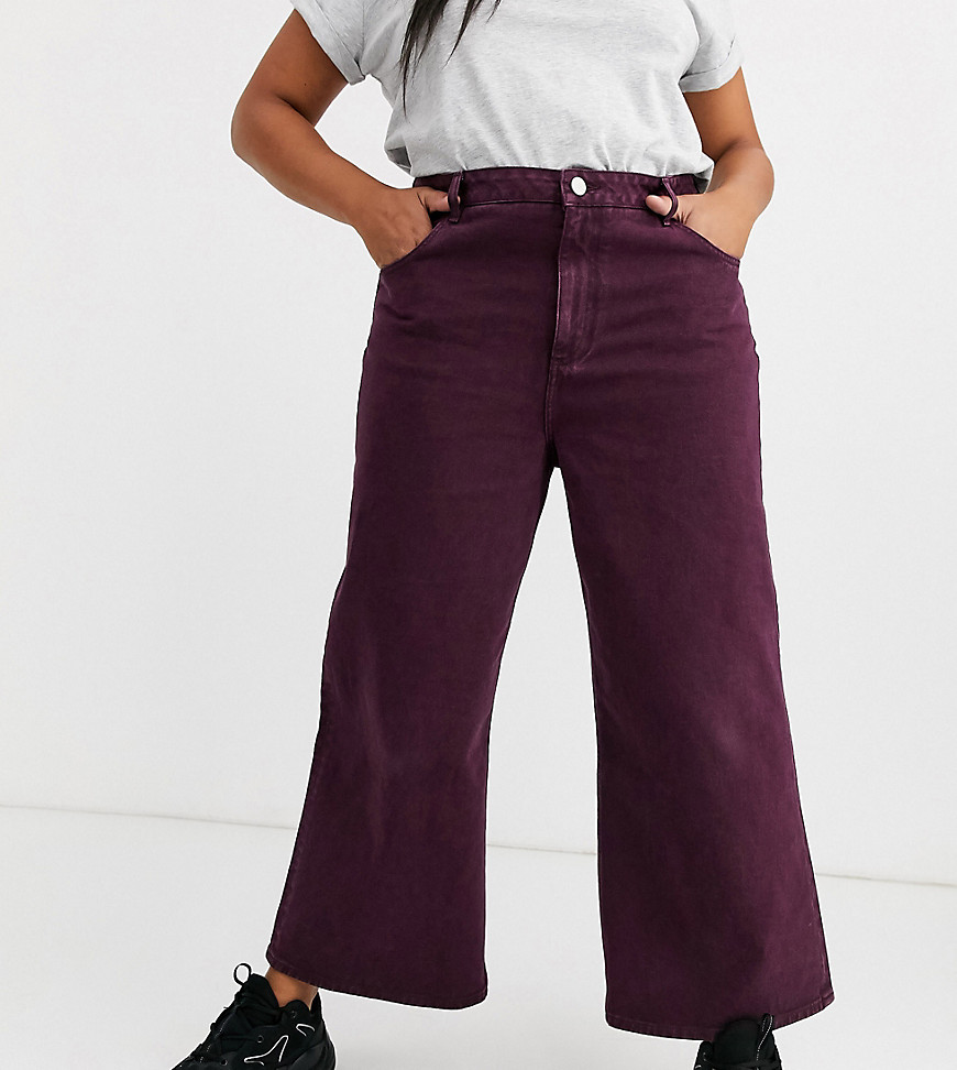 ASOS DESIGN - Curve - Jeans met wijde pijpen in aubergine-Paars