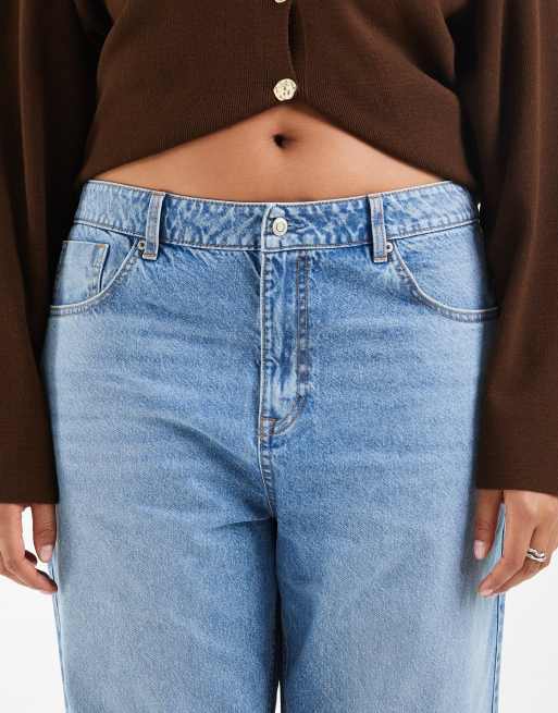 ASOS DESIGN Curve jeans met wijde pijpen in mid-wash blauw, 5 van 5