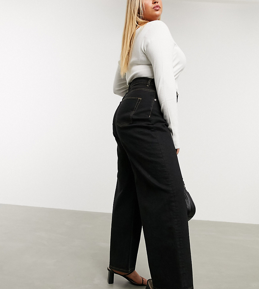 ASOS DESIGN Curve - Jeans met wijde pijpen, superhoge taille in zwart