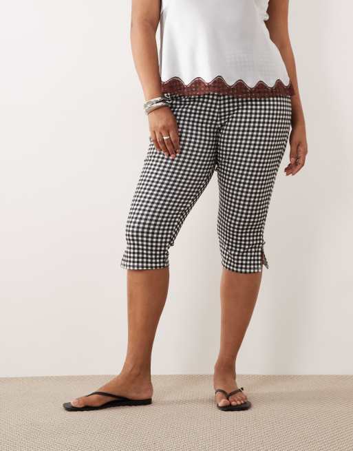 ASOS DESIGN Curve jersey capri legging met monochrome gingham, 2 van 5