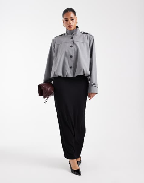 ASOS DESIGN Curve jersey column maxi skirt in black