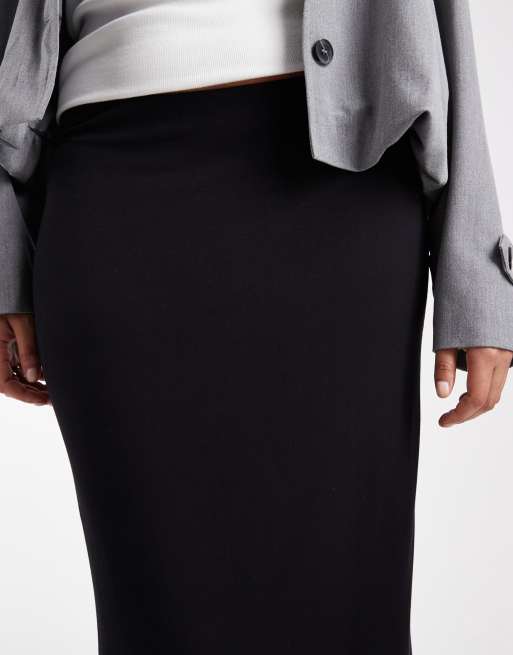 ASOS DESIGN Curve jersey column maxi skirt in black, 2 of 5