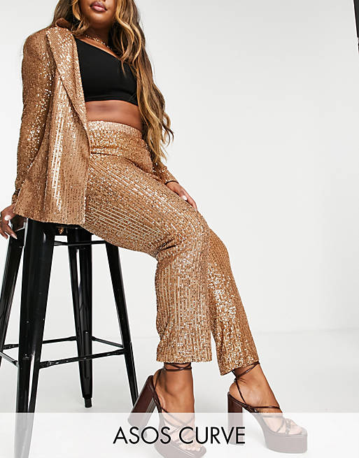Rose Gold Sequin Flare Pants