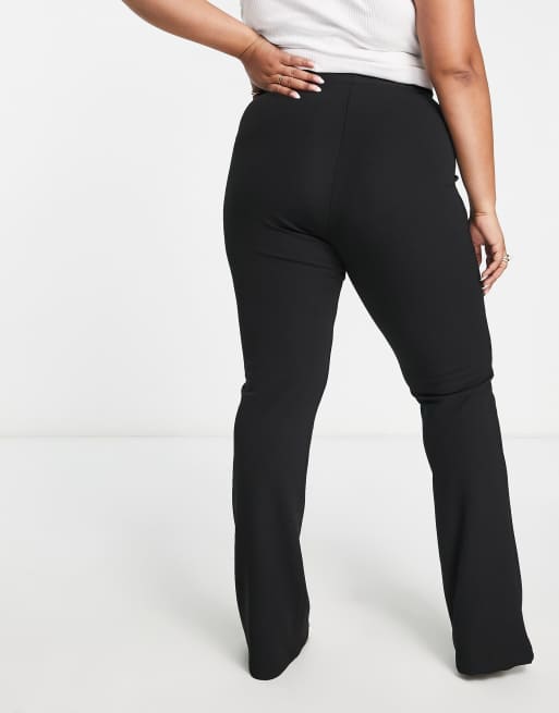 ASOS DESIGN Curve jersey slim kick flare suit pants in black | ASOS