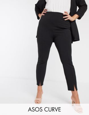 ASOS DESIGN Curve jersey slim split front suit pants | ASOS