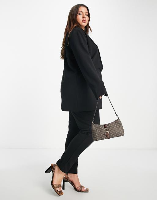 ASOS DESIGN Curve jersey slouchy suit blazer in black, 2 of 4