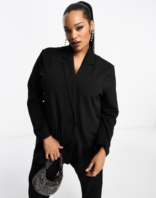 Women's plus size black best sale business suit