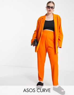 ASOS DESIGN Curve jersey slouchy suit blazer in orange