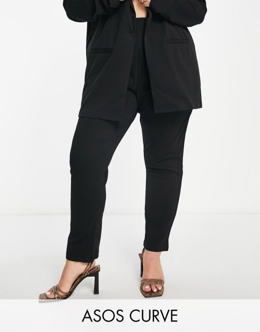 ASOS DESIGN Curve jersey tapered suit pants in black ASOS