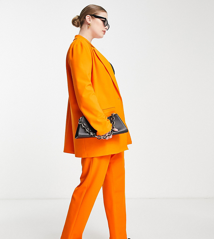 ASOS DESIGN Curve jersey tapered suit trouser in orange-No colour