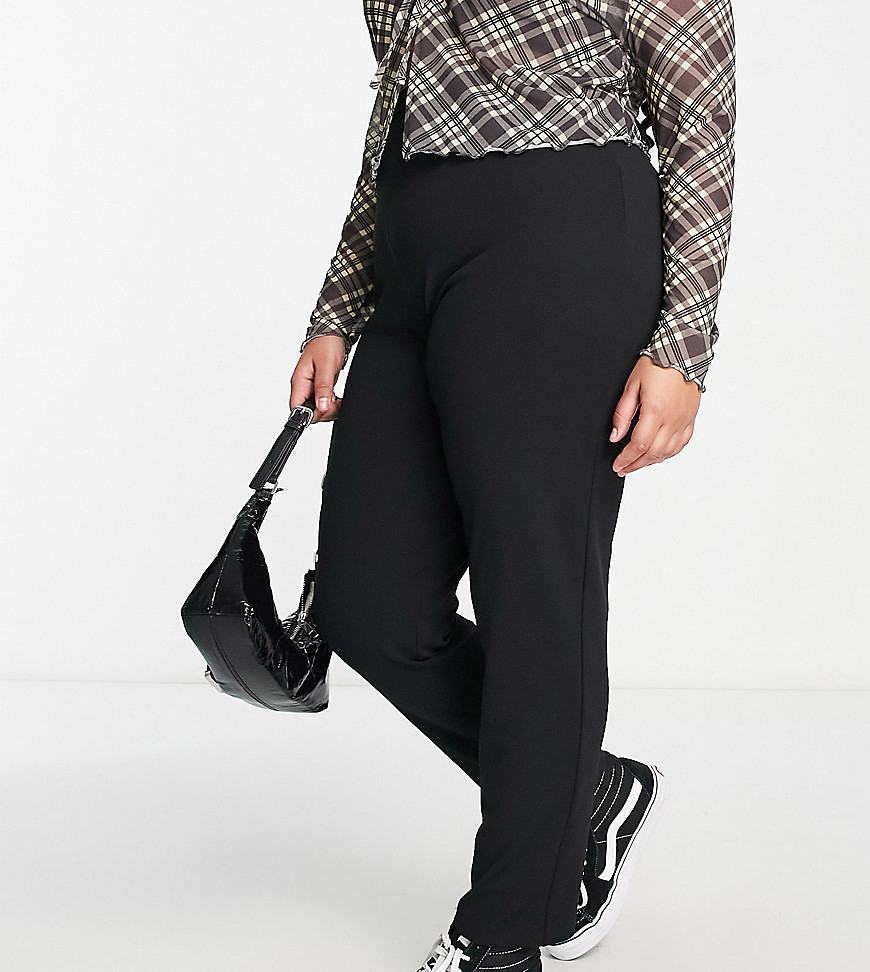 ASOS DESIGN Curve jersey tapered suit trousers in black