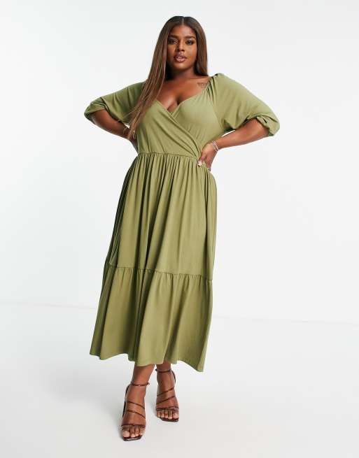 ASOS DESIGN Curve jersey wrap smock midi dress | ASOS