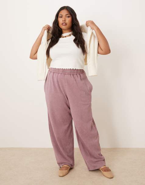 ASOS DESIGN Curve - Joggers a cilindro viola slavato - view 1