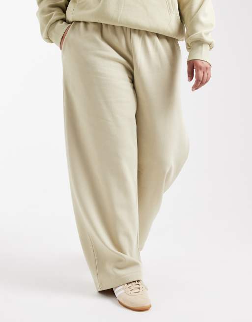 ASOS DESIGN Curve - Joggers a fondo ampio verde oliva con interno spazzolato, 2 di 5