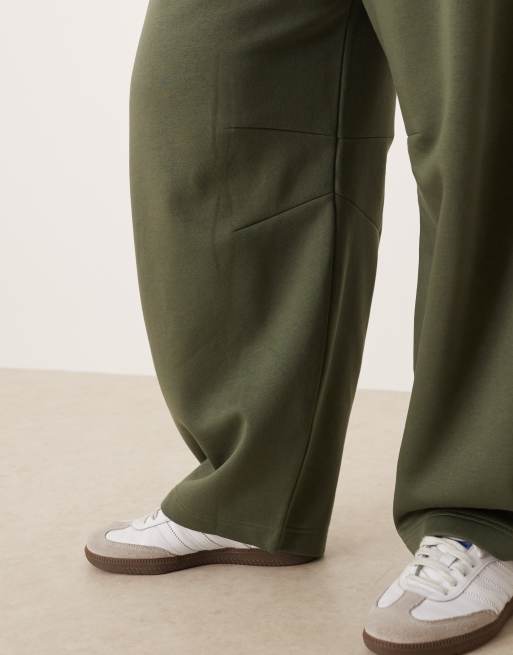 ASOS DESIGN Curve - Joggers kaki con retro spazzolato e gamba cilindrica in coordinato, 4 di 5