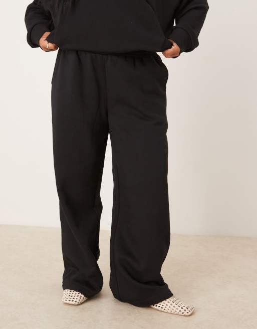 ASOS DESIGN Curve - Joggingbroek met wijde pijpen in zwart, 4 van 5