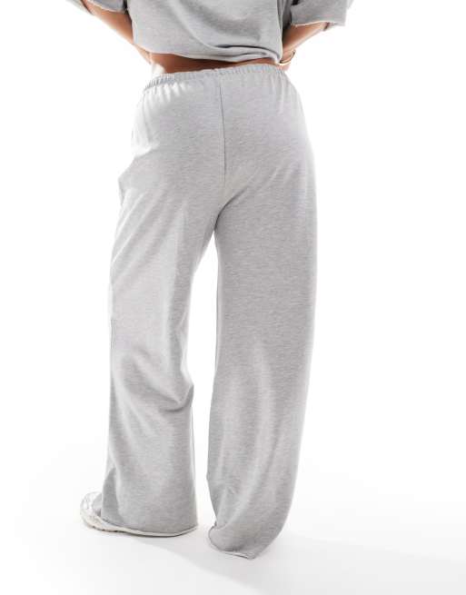 ASOS DESIGN Curve – Jogginghose in meliertem Grau mit geradem Bein und unverarbeitetem Saum, 3 von 5