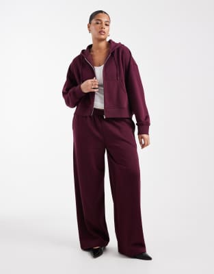 ASOS DESIGN Curve - Jogginghose in Pflaume mit weicher Innenseite und weitem Bein-Lila
