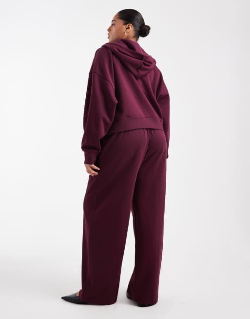 ASOS DESIGN Curve – Jogginghose in Pflaume mit weicher Innenseite und weitem Bein, 5 von 5