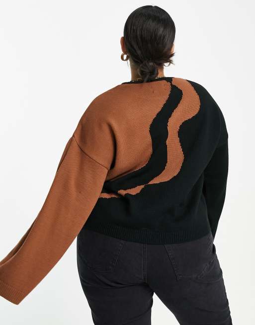 ASOS DESIGN Curve jumper with wave pattern in black, 4 of 4