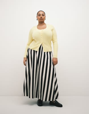 ASOS DESIGN Curve - Jupe circulaire ample en satin de coton à rayures-Multicolore 52