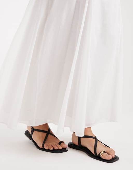 ASOS DESIGN Curve - Jupe longue en coton à godets - Blanc, 4 de 5