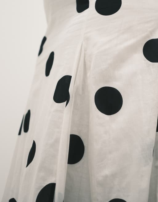 ASOS DESIGN Curve - Jupe longue en coton à pois avec godets, 5 de 5