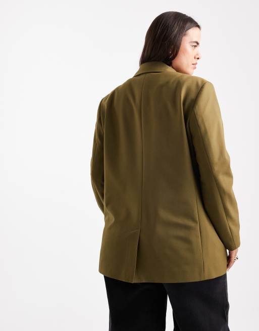 ASOS DESIGN Curve – Kakifärgad, figursydd kavaj med avslappnad passform, 4 av 4