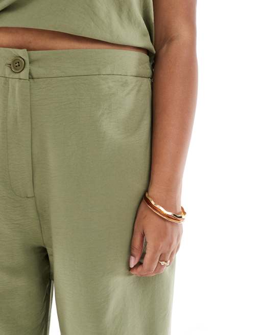 ASOS DESIGN Curve – Kakifärgade byxor med raka ben och avslappnad passform, 4 av 5