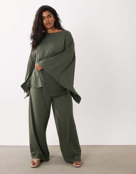 ASOS DESIGN Curve – Kakifärgat set med capedetalj - view 1