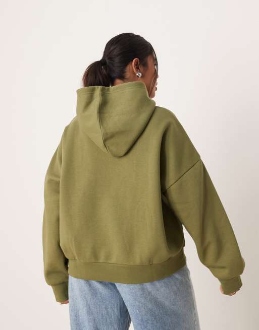 ASOS DESIGN Curve - Kakigrøn børstet oversized hættetrøje, 2 af 4