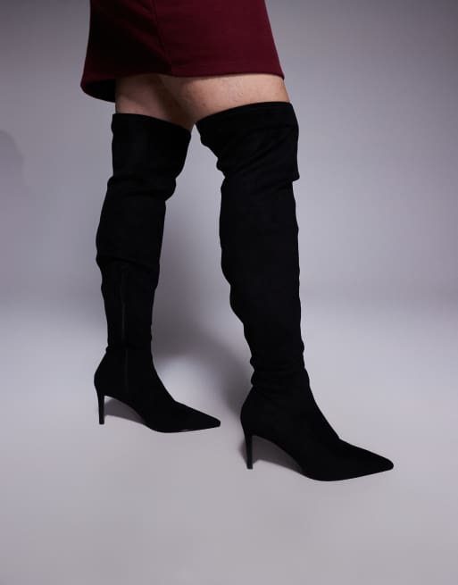 ASOS DESIGN Curve Kalani high-heeled over the knee boots in black, 3 of 4