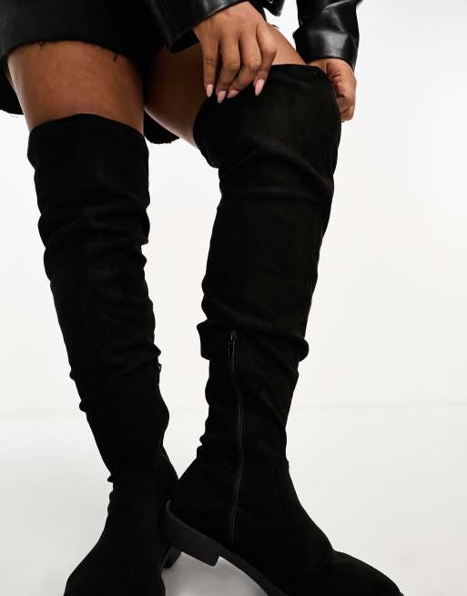 Black fitted over the knee sale boots