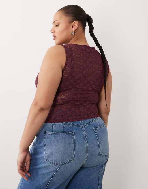 ASOS DESIGN Curve - Kanten tanktop in paars, 4 van 4