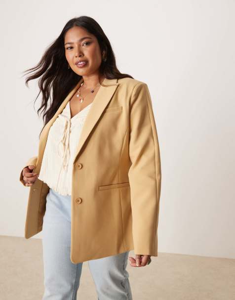 ASOS DESIGN Curve - Karamelfarvet blazer med indsyet talje - view 1