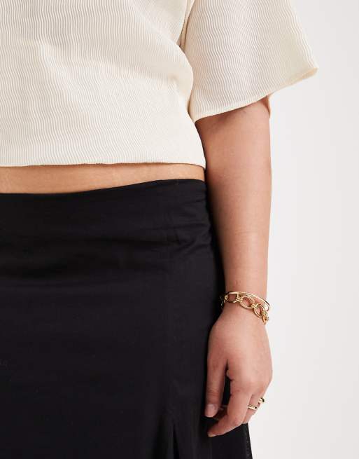 ASOS DESIGN Curve - Katoenen maxirok met godetplooien in zwart, 4 van 5
