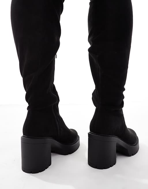 ASOS DESIGN Curve Kaz chunky heeled over the knee boots in ASOS DESIGN Curve Kaz chunky heeled over the knee boots in