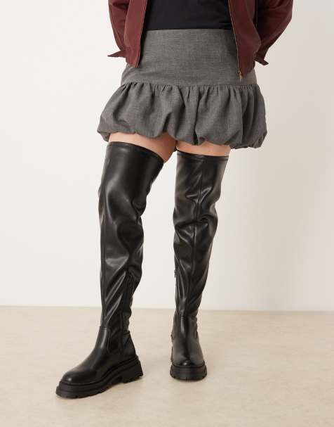 ASOS DESIGN Curve Kendra chunky over the knee boot in black - view 1