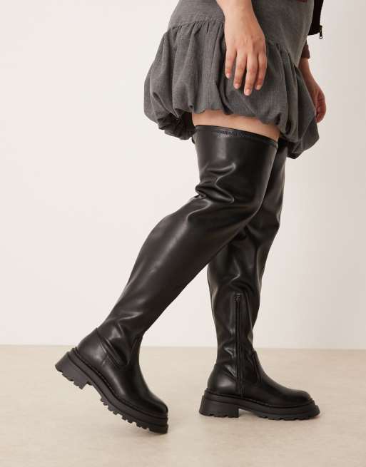 ASOS DESIGN Curve Kendra chunky over the knee boot in black, 2 of 4