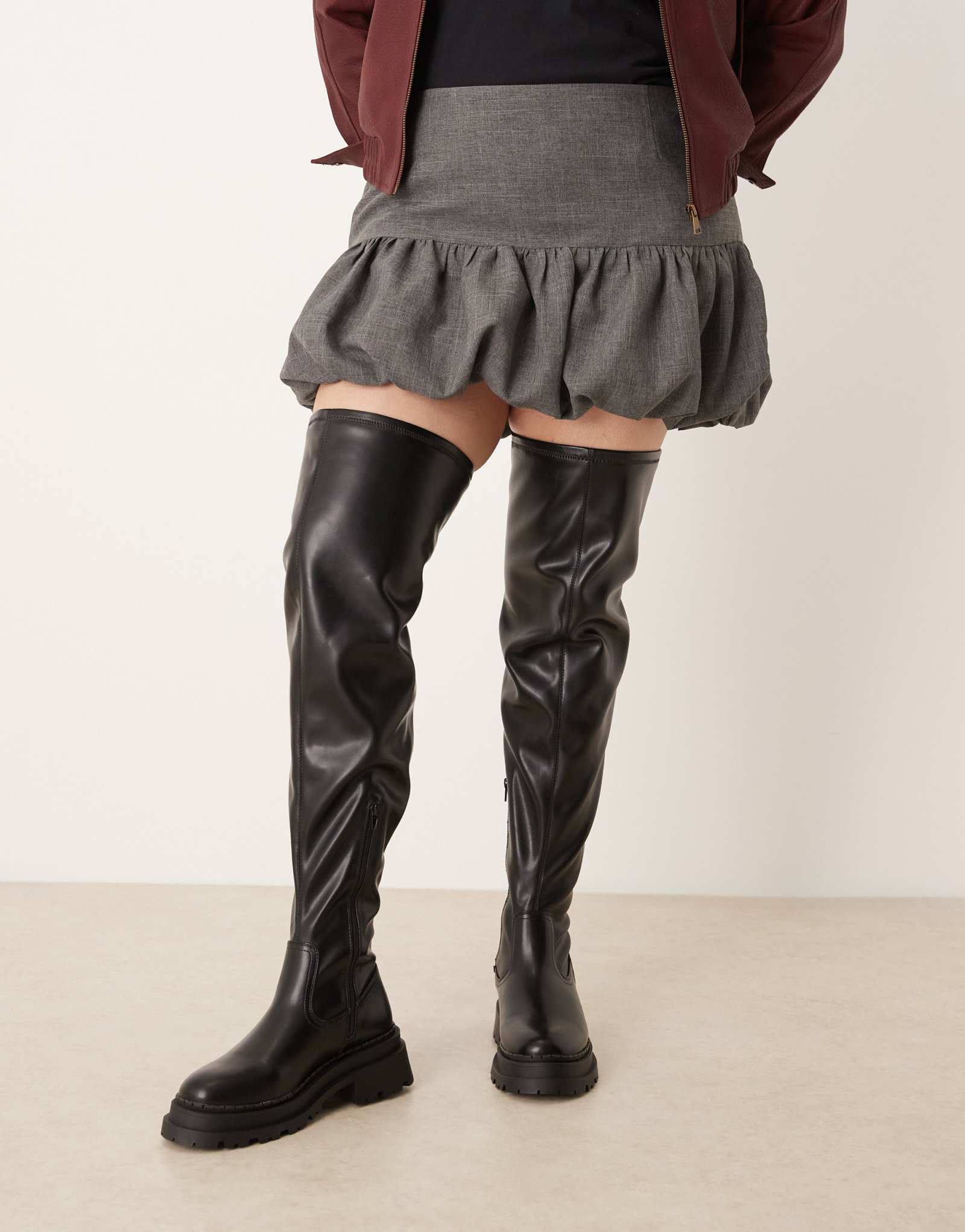 Облегающие сапоги выше колена Kendra от ASOS DESIGN Curve черного цвета