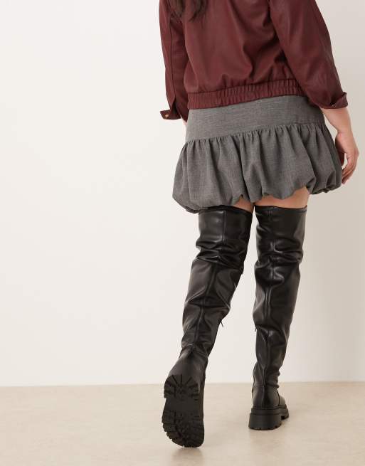 ASOS DESIGN Curve Kendra chunky over the knee boots in black, 3 of 4